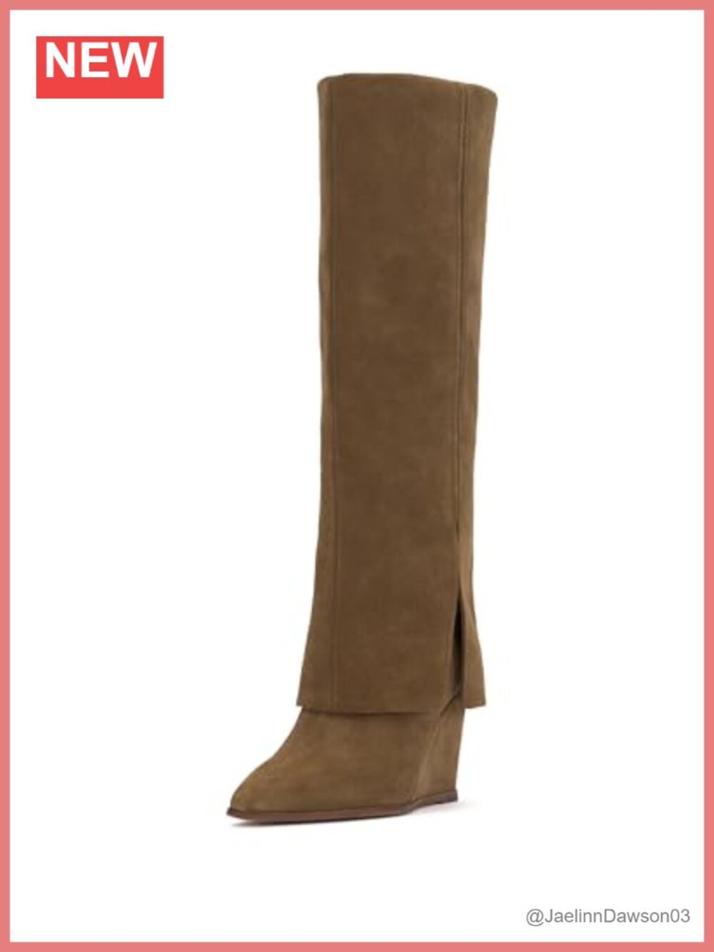 Suede Knee-High Boot Pointed Toe Wedge Heel Zip Closure